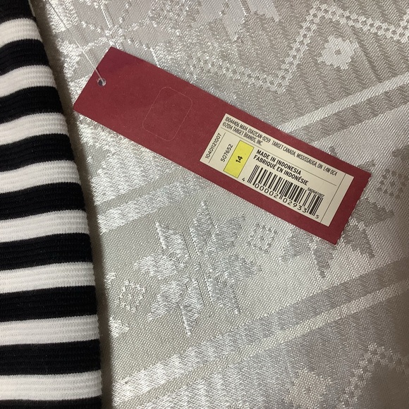 Merona Skirt Ladies Size 14 Stretch Zipper Stripes Cream Black - Picture 6 of 12